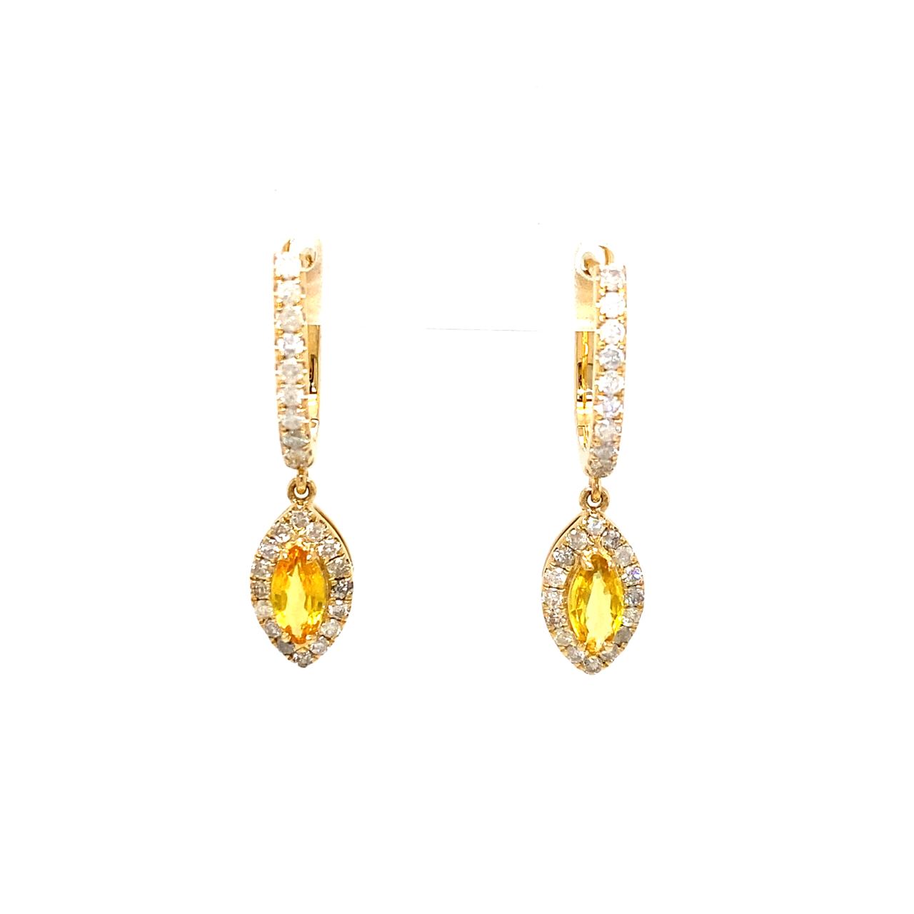 18K Yellow Gold Fancy Sapphire Earring