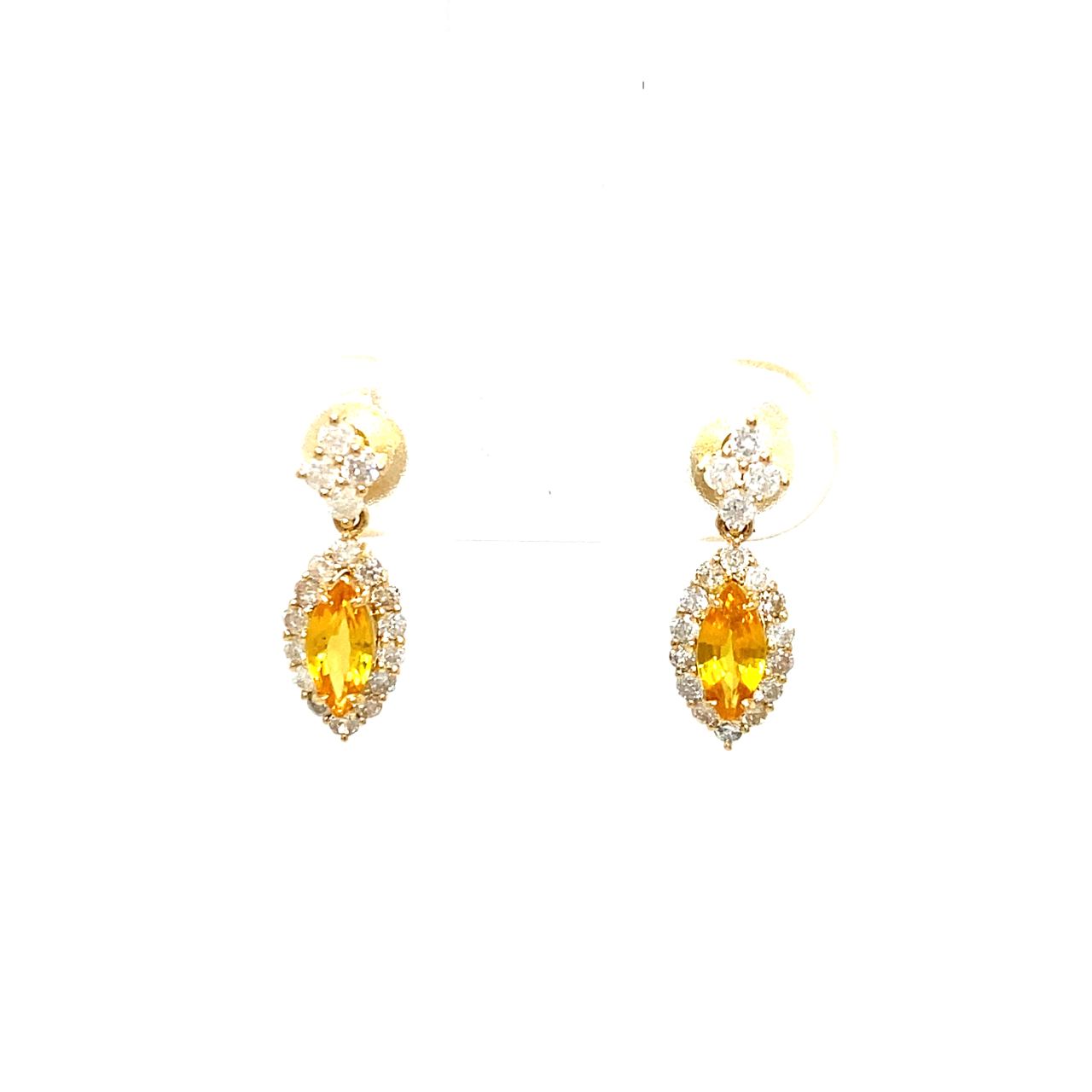 18K Yellow Gold Fancy Sapphire Earring