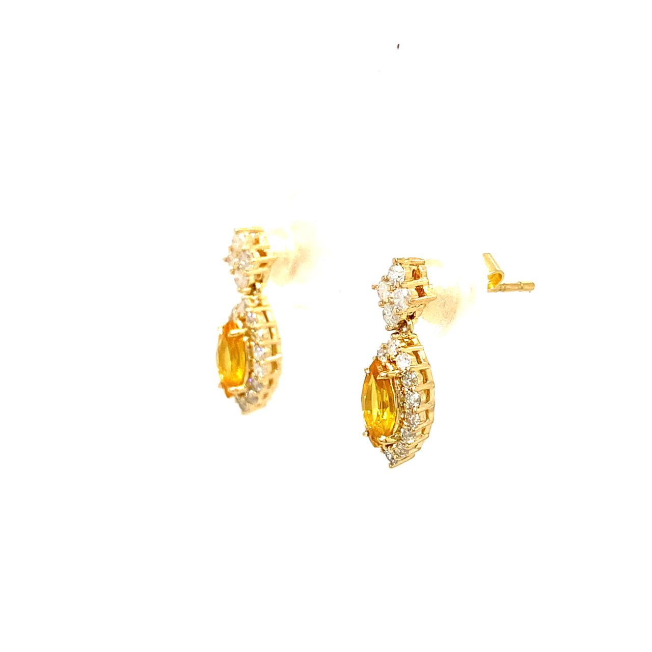 18K Yellow Gold Fancy Sapphire Earring