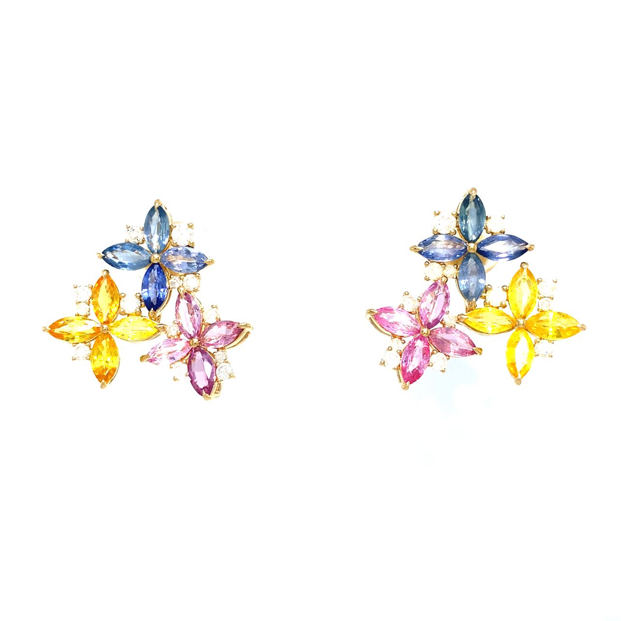 18K Yellow Gold Fancy Sapphire Diamond Ring