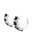 18K White Gold Pincess Cut Sapphire Earring