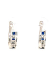 18K White Gold Pincess Cut Sapphire Earring