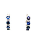 18K White Gold Round Cut Sapphire Earring