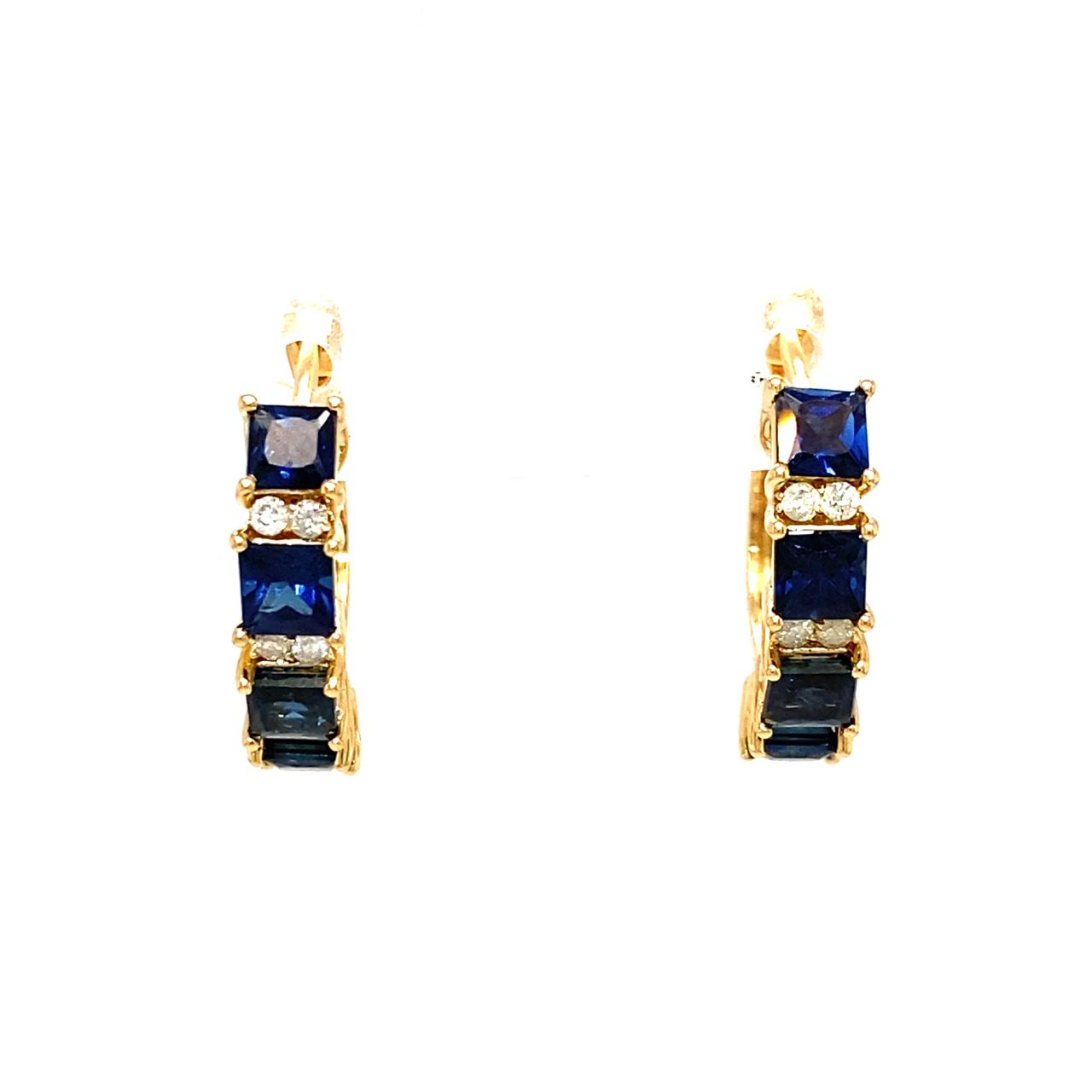 18K Yellow Gold Sapphire Earring