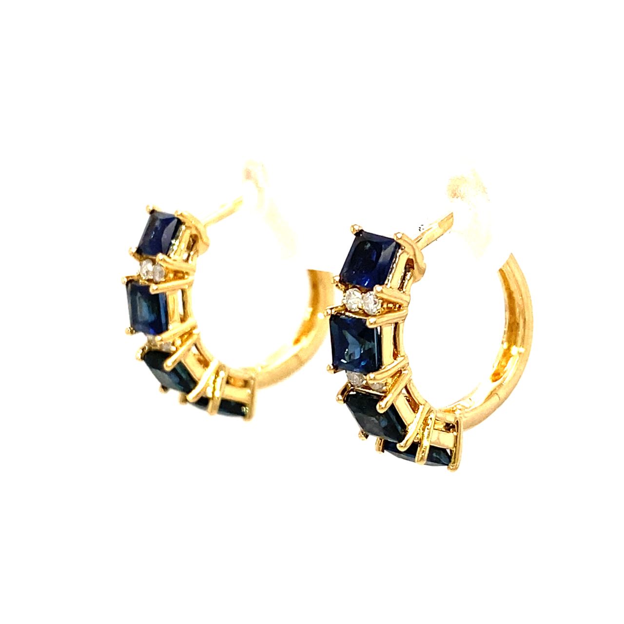 18K Yellow Gold Sapphire Earring