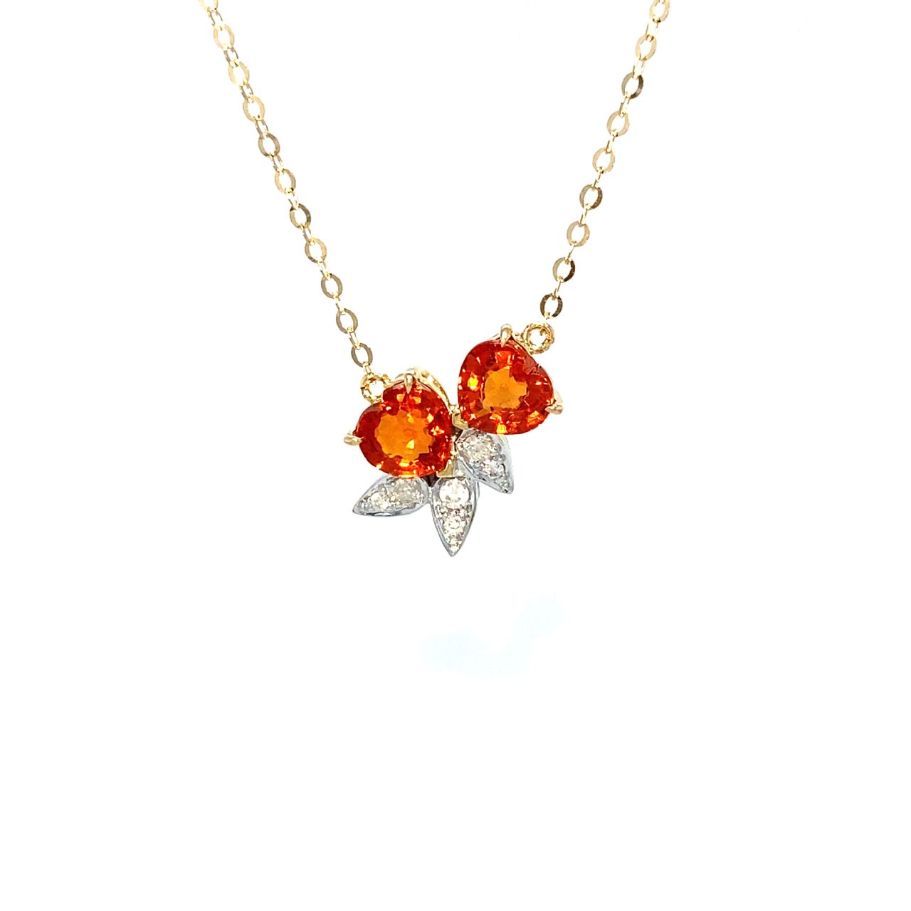 18K Yellow Gold Fancy Sapphire Diamond Necklace