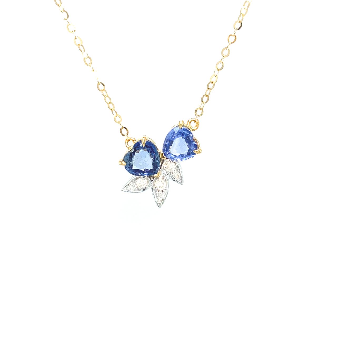 18K Yellow Gold Sapphire Diamond Necklace