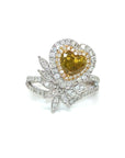 18K White Gold YD Heart Shape IVY MQ Halo Diamond Ring
