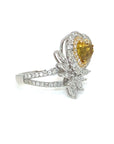 18K White Gold YD Heart Shape IVY MQ Halo Diamond Ring