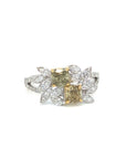 18K White Gold YD Cushion Shape Many Ivy Diamond Ring