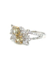 18K White Gold YD Cushion Shape Many Ivy Diamond Ring
