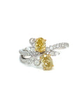 18K White Gold Oval Cut Yellow Diamond Ring
