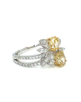 18K White Gold Oval Cut Yellow Diamond Ring