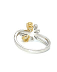 18K White Gold Oval Cut Yellow Diamond Ring