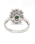 18K White Gold Flower Halo FS OV Diamond Ring