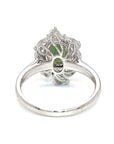 18K White Gold Green Oval Sapphire Diamond Ring