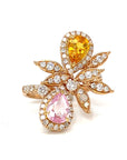 18K Rose Gold Spring Ivy Fancy Sapphire Double Pear SAP Diamond Ring