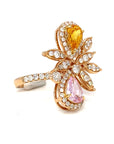18K Rose Gold Spring Ivy Fancy Sapphire Double Pear SAP Diamond Ring