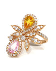 18K Rose Gold Spring Ivy Fancy Sapphire Double Pear SAP Diamond Ring
