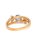 18K Rose Gold Ivy BLUE Pear Sap Tilt V Shape Double Deck Diamond Ring