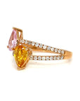 18K Rose Gold Double Pear FS V Shape Diamond Ring