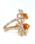 18K Rose Gold Spring Ivy Fancy Sapphire Pear & EM SAP Diamond Ring