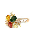 18K YellowRose Gold Fancy Sapphire Diamond Ring