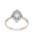 18K White Gold Blue SAP OV Classic Beauty Halo Diamond Ring