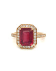 18K Rose Gold Ruby Halo Diamond Elizabeth Diamond Ring