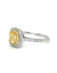 18K White Gold Yellow Diamond Halo Ring