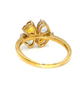 18K Yellow Gold Heart Shape Sapphire Diamond Flower Diamond Ring