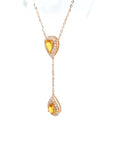 18K Rose Gold Lariat Pear Fancy Sapphire Diamond Necklace