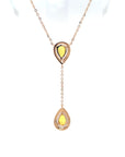 18K Rose Gold Lariat Pear Fancy Sapphire Diamond Necklace