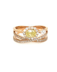 18K Rose Gold Cross Over Yellow Diamond Bright Ring