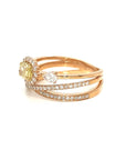 18K Rose Gold Cross Over Yellow Diamond Bright Ring