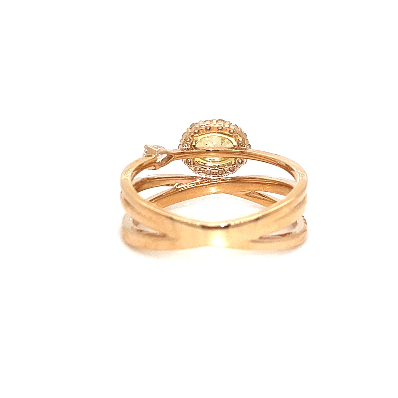 18K Rose Gold Cross Over Yellow Diamond Bright Ring