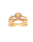 18K Rose Gold Cross Over Yellow Diamond Bright Ring