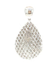 18K White Gold Curve Pear Pave Diamond Pendant