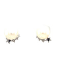 18K White Gold Chasing Stars Diamond Pearl Earrings