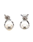 18K White Gold Large Drop Holo Diamond Pearl Earrings