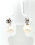 18K White Gold Kite Diamond Pearl Earrings