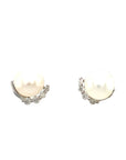 18K White Gold Four Diamond Pearl Earrings