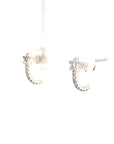 18K White Gold Star Top Hoop Diamond Earrings