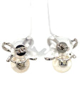 18K White Gold Ballet Bow Diamond Pearl Earrings