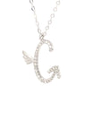18K White Gold Stylish Wings Alphabet G Full Diamond Necklace