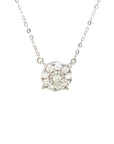 18K White Gold Round Illusion Diamond Necklace