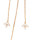 18K Rose Gold Large Dangle Swing Four Diamond Earrings