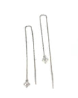 18K White Gold Petite Dangle Swing Four Diamond Earrings