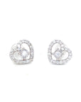 18K White Gold Mary Heart Diamond Earrings
