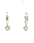 18K White Gold Cute Heart Swing Diamond Earrings
